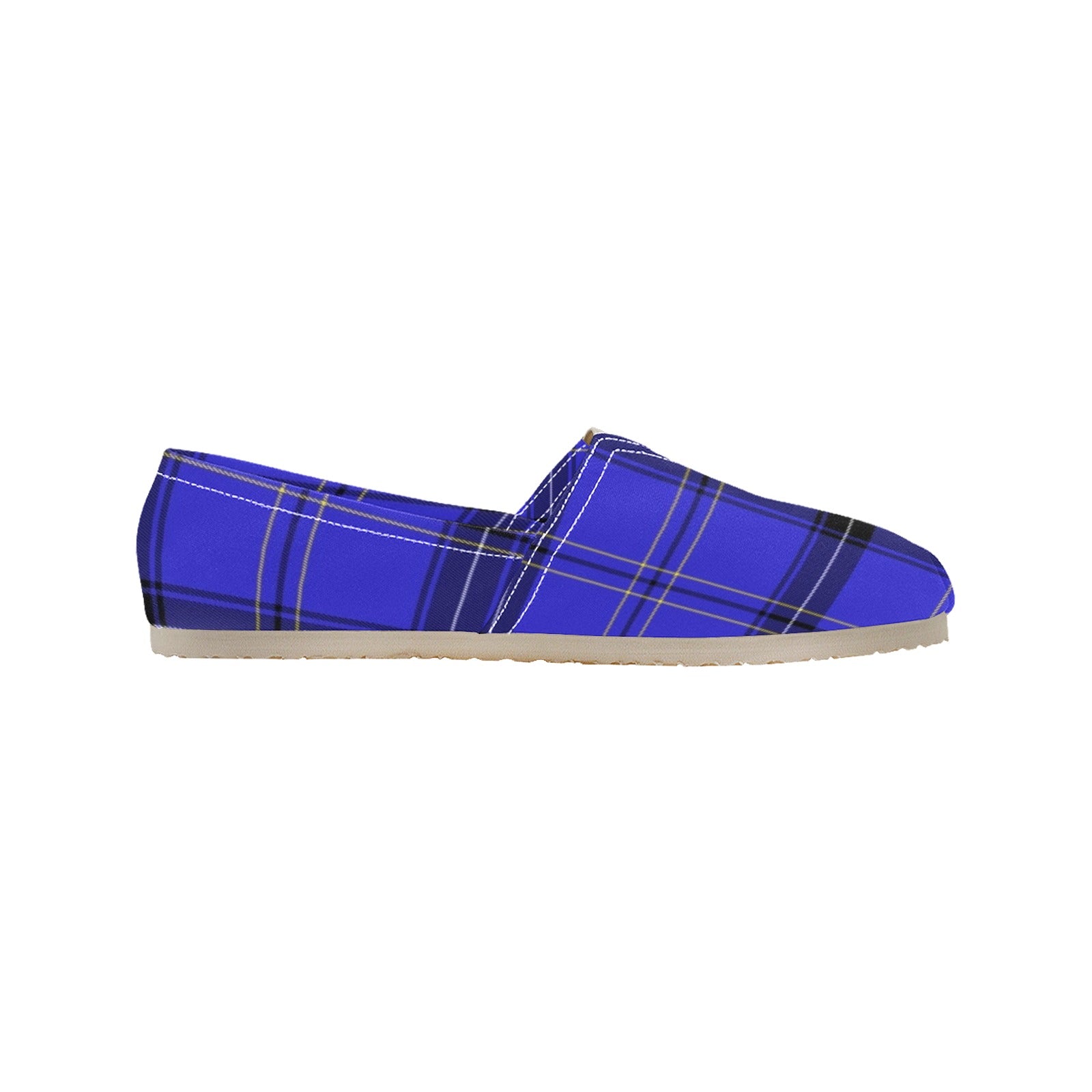 Tartan Blue - Casual Canvas Slip-on Shoes