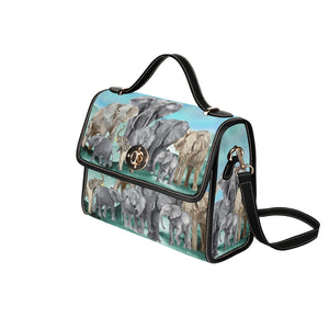 Elephants - Waterproof Canvas Handbag