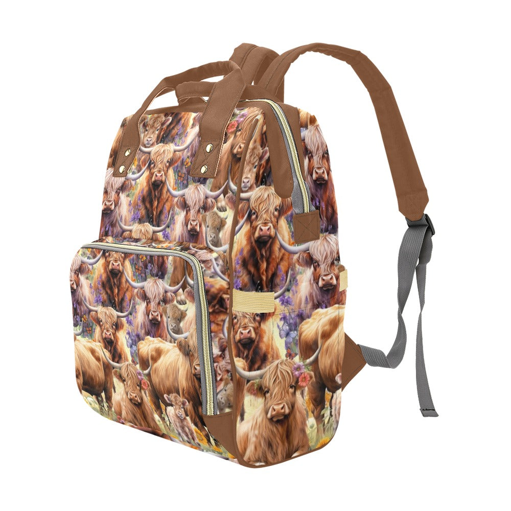 Highland Cows - Multi-Function Backpack Nappy Bag