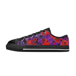 Poppies Purple and Red - Low Top Shoes