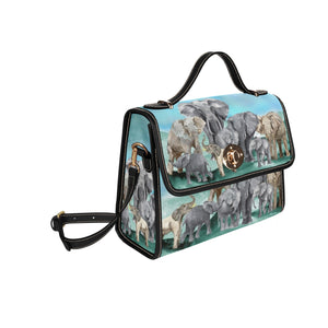 Elephants - Waterproof Canvas Handbag