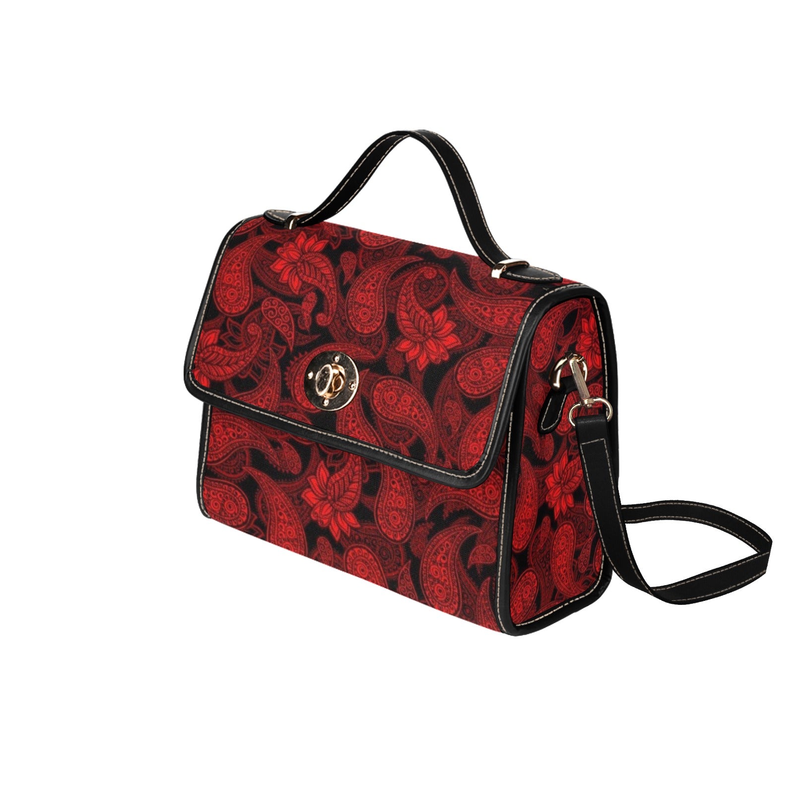 Red Paisley - Waterproof Canvas Handbag