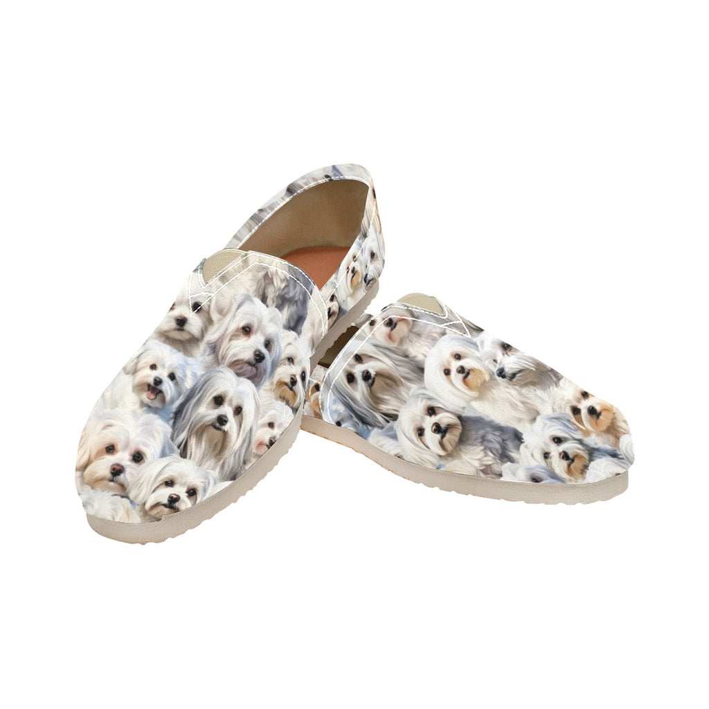 Maltese Terrier - Casual Canvas Slip-on Shoes