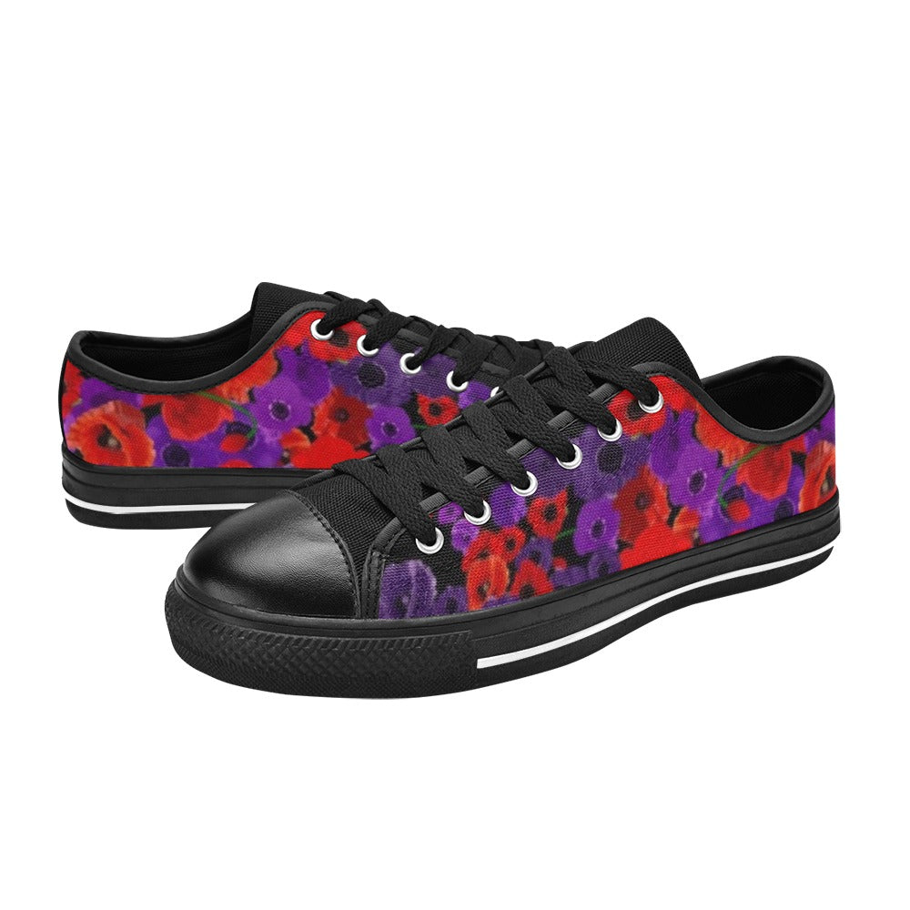 Poppies Purple and Red - Low Top Shoes