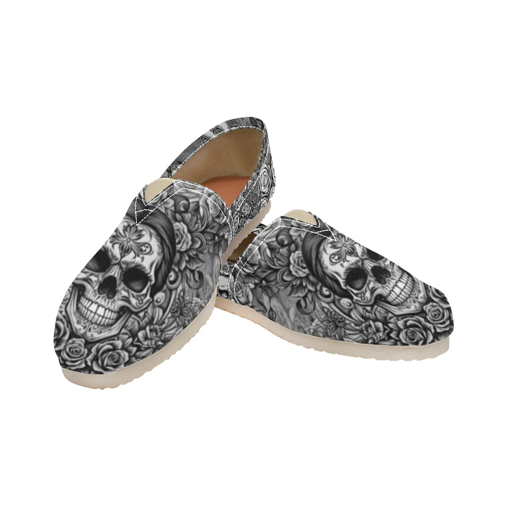 Skulls & Roses - Casual Canvas Slip-on Shoes