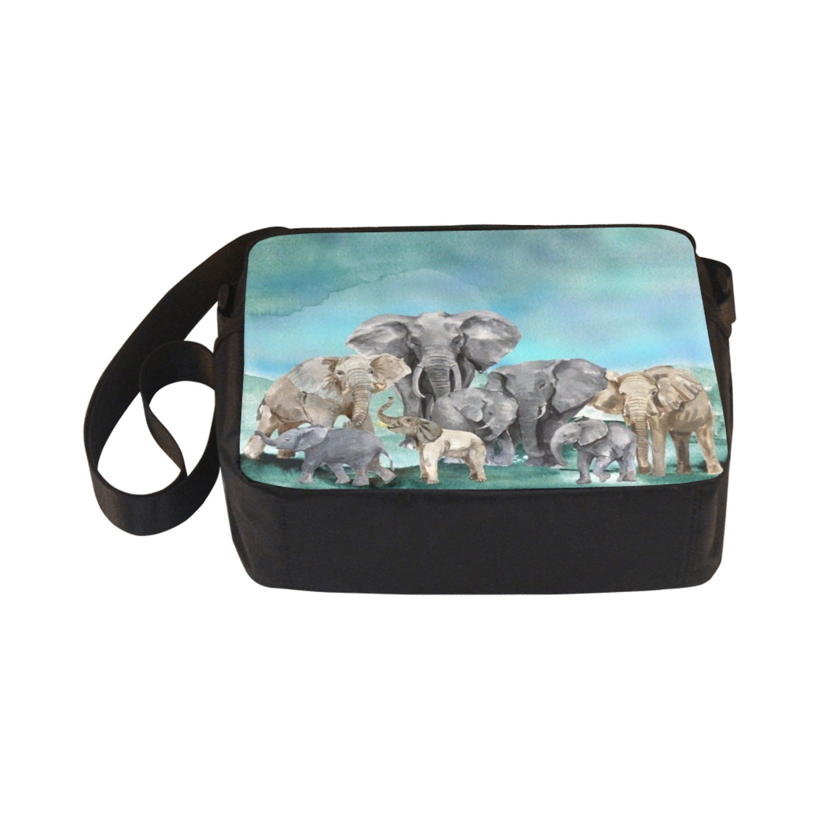 Elephants - One-Sided Crossbody Nylon Bag