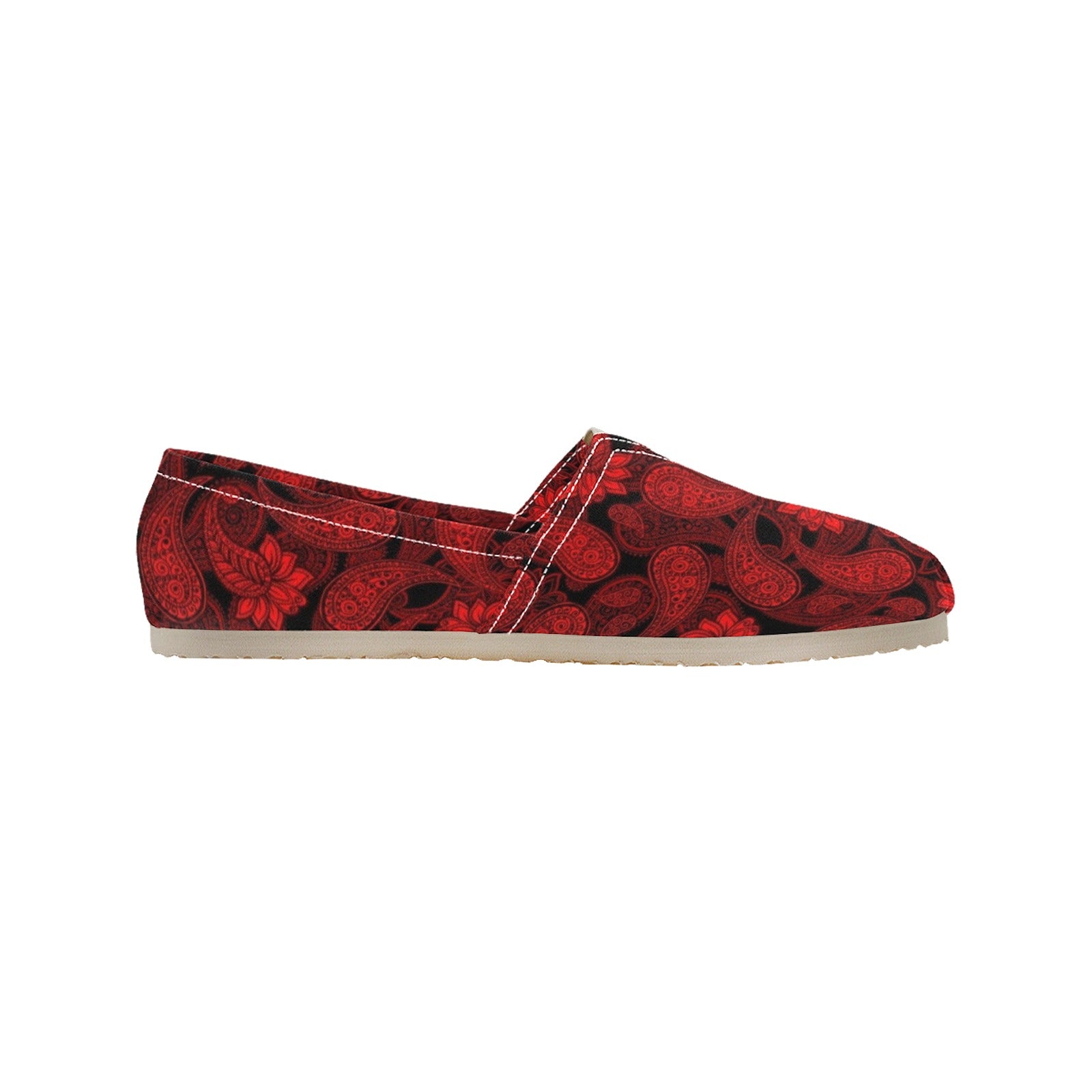 Red Paisley - Casual Canvas Slip-on Shoes