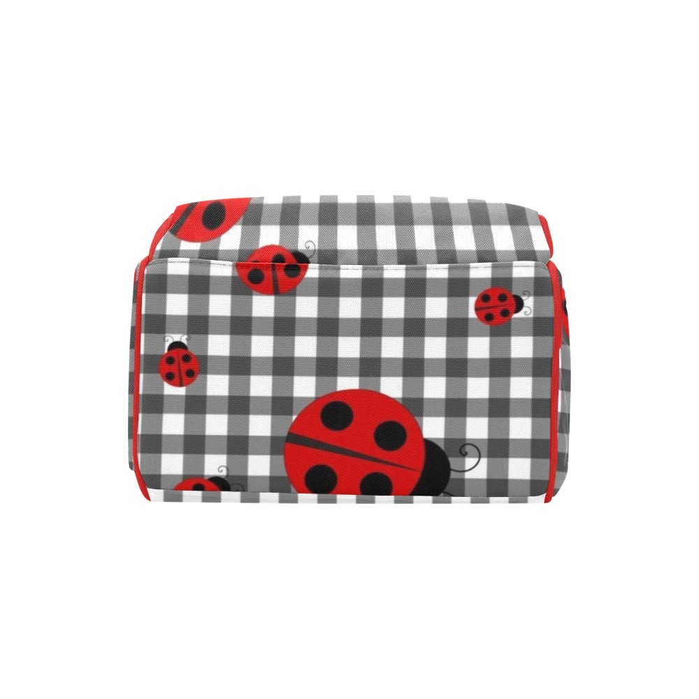 Ladybird Gingham - Multi-Function Backpack Nappy Bag