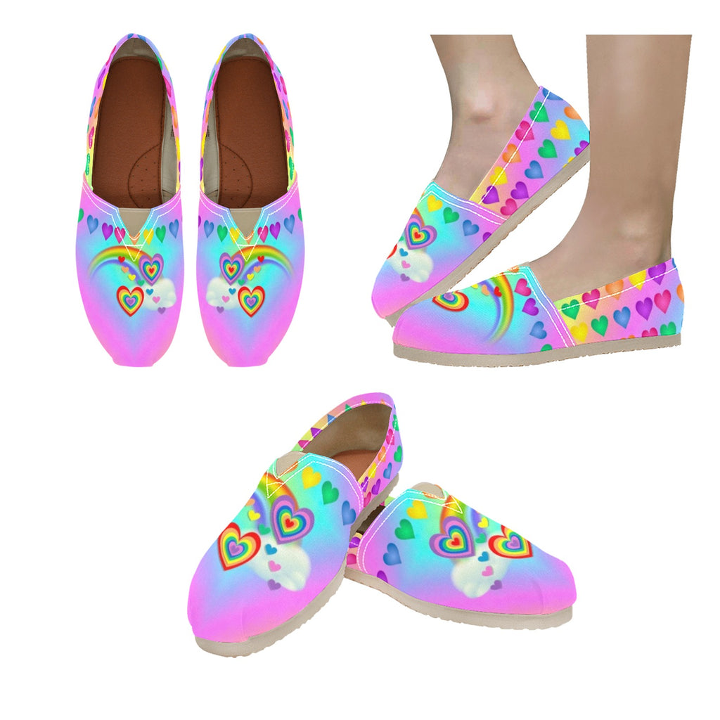 Rainbow Hearts - Casual Canvas Slip-on Shoes