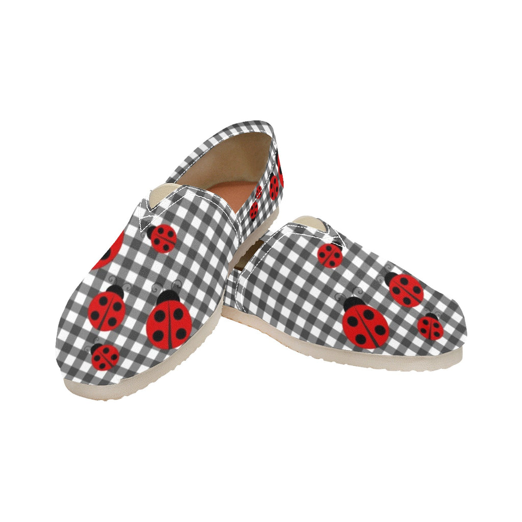 Ladybird Gingham - Casual Canvas Slip-on Shoes