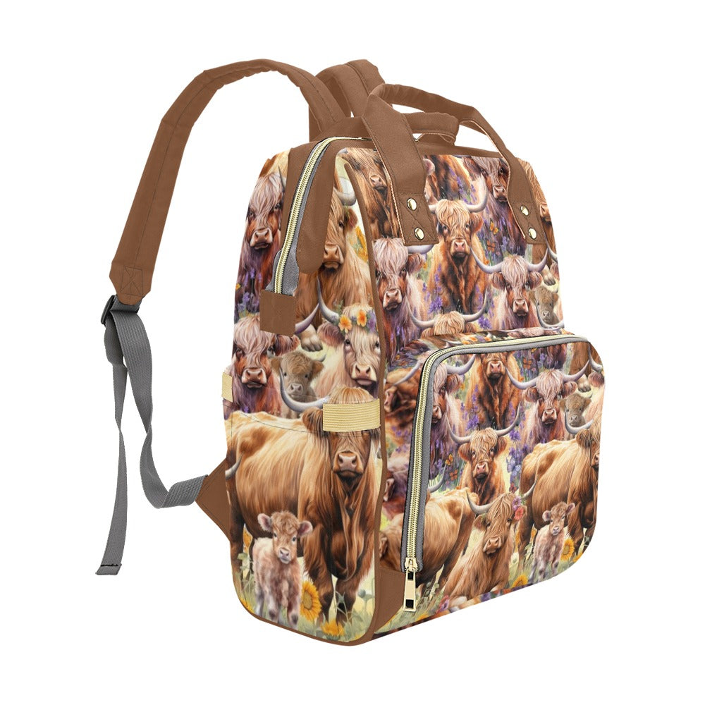 Highland Cows - Multi-Function Backpack Nappy Bag