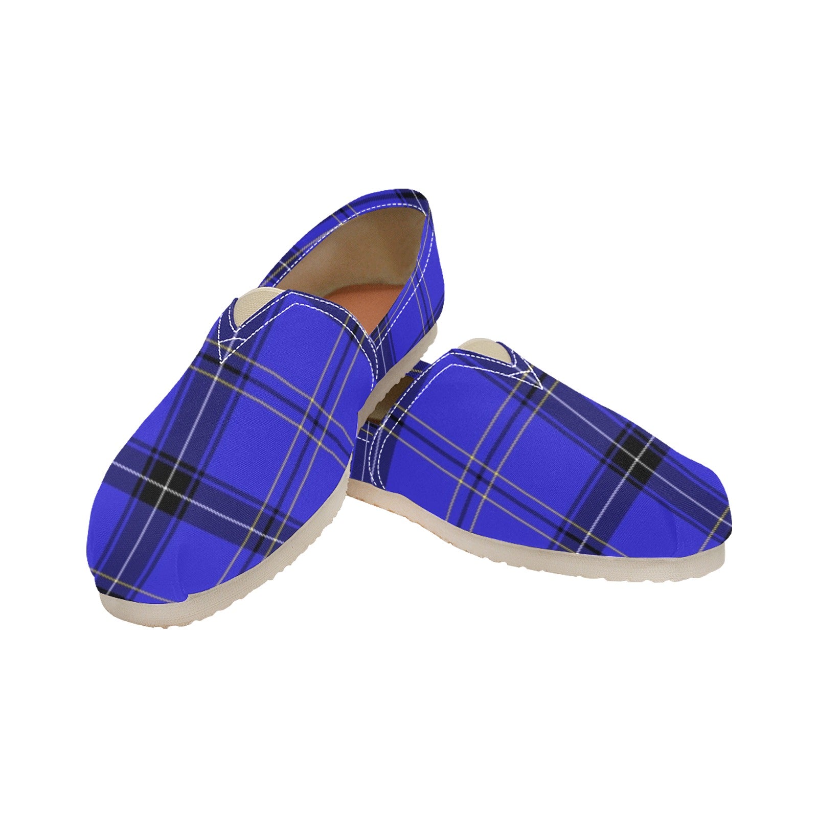 Tartan Blue - Casual Canvas Slip-on Shoes