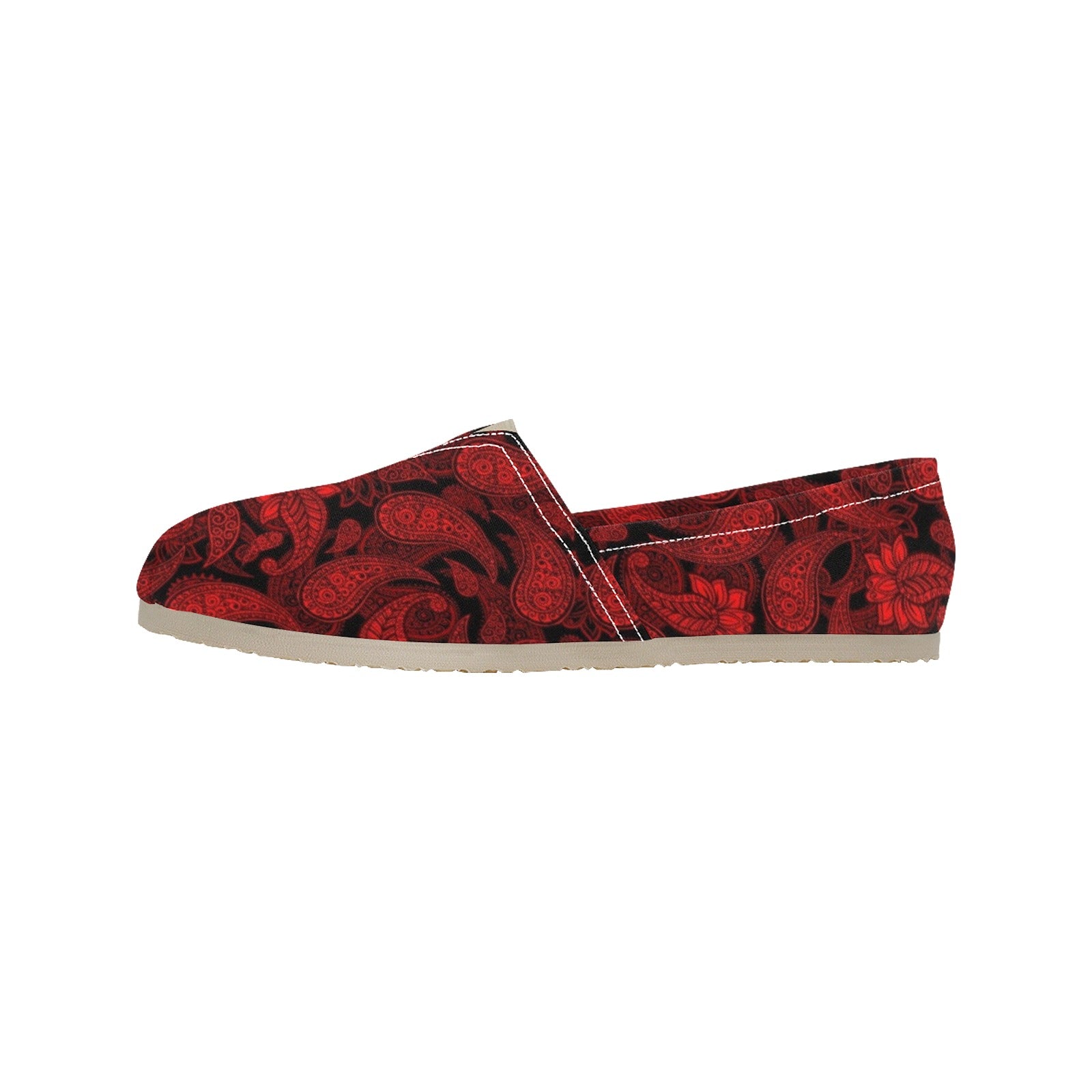 Red Paisley - Casual Canvas Slip-on Shoes