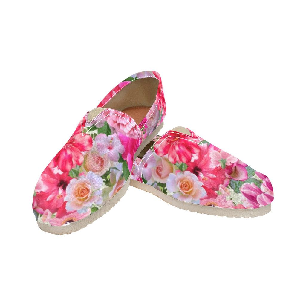 Pink Floral - Casual Canvas Slip-on Shoes