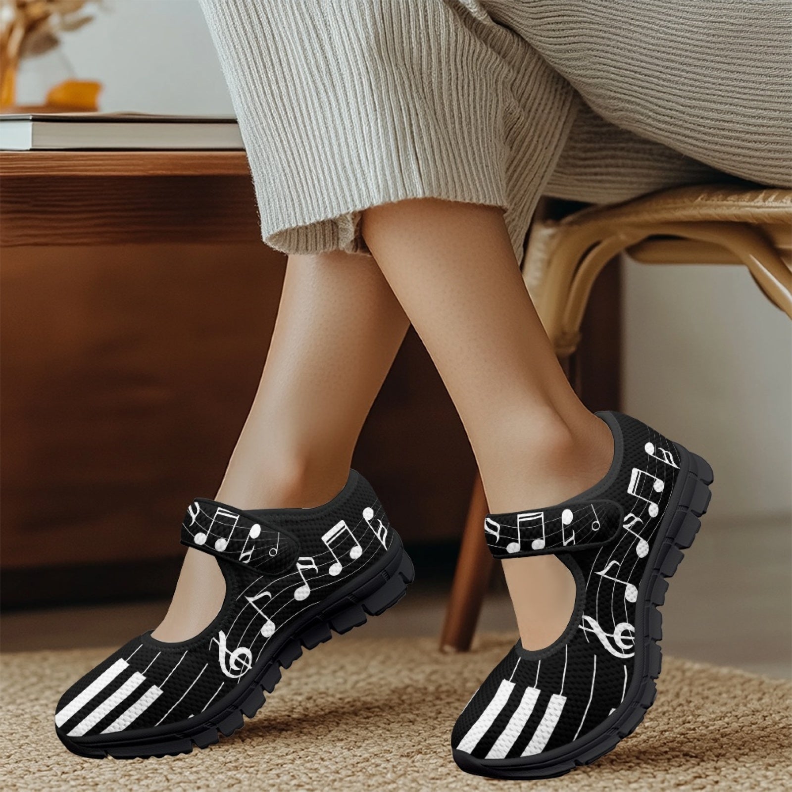 Music Notes Black - Mary Jane Shoes