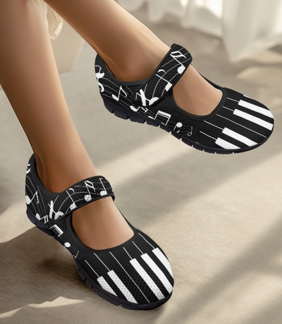 Music Notes Black - Mary Jane Shoes