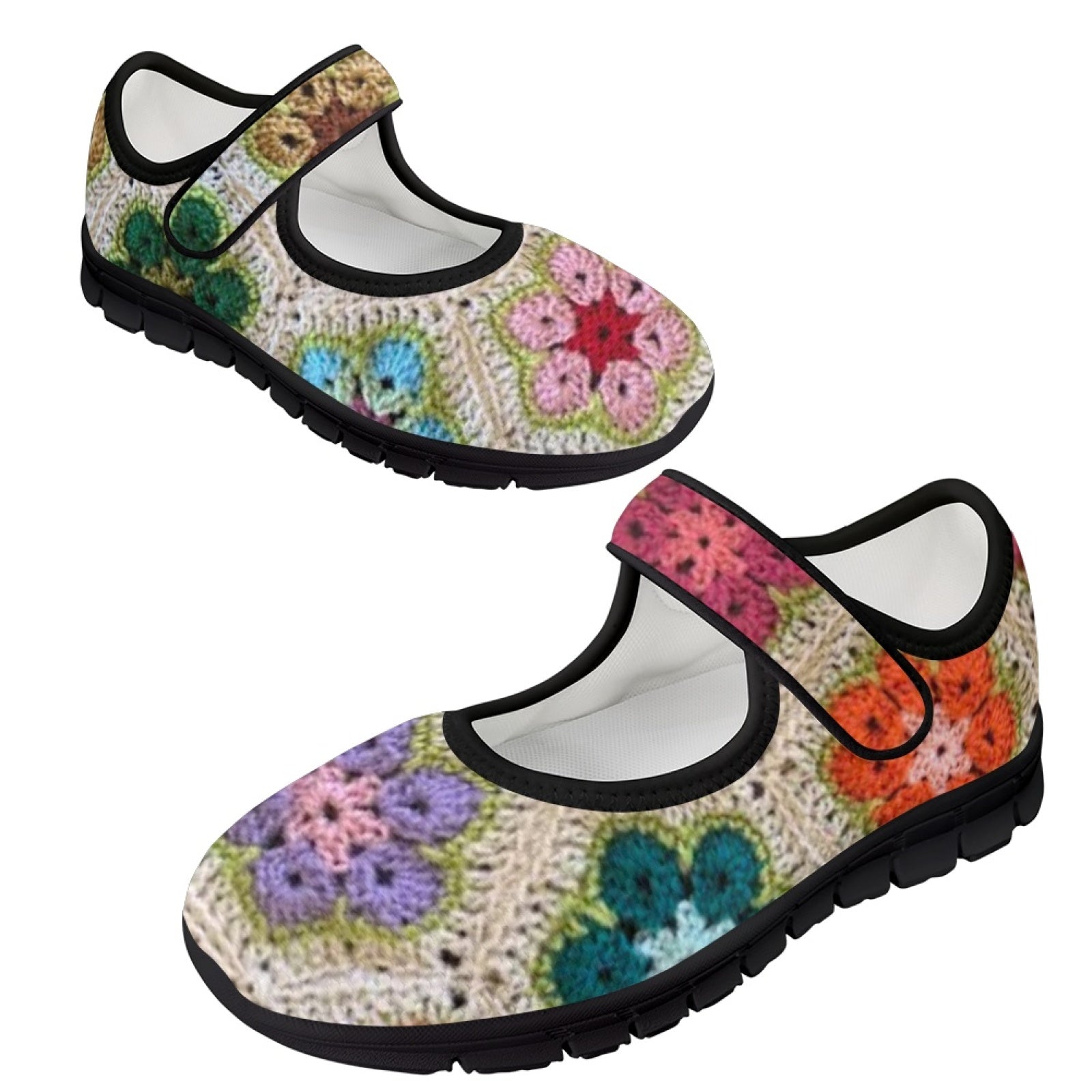African Flowers Crochet - Mary Jane Shoes