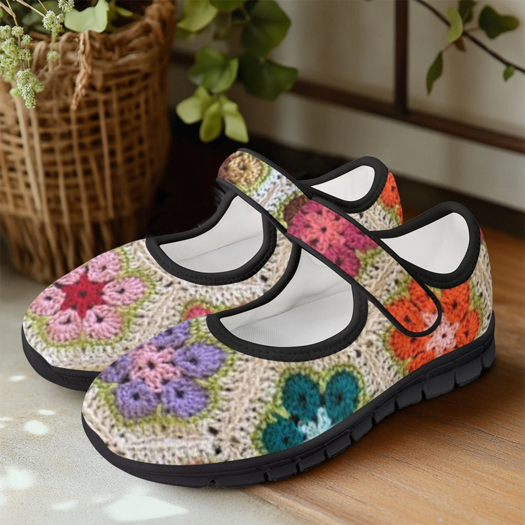 African Flowers Crochet - Mary Jane Shoes