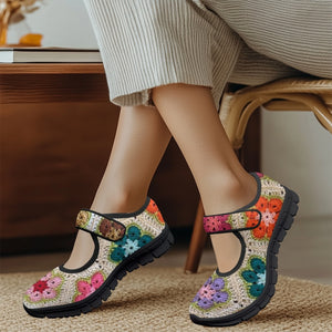 African Flowers Crochet - Mary Jane Shoes