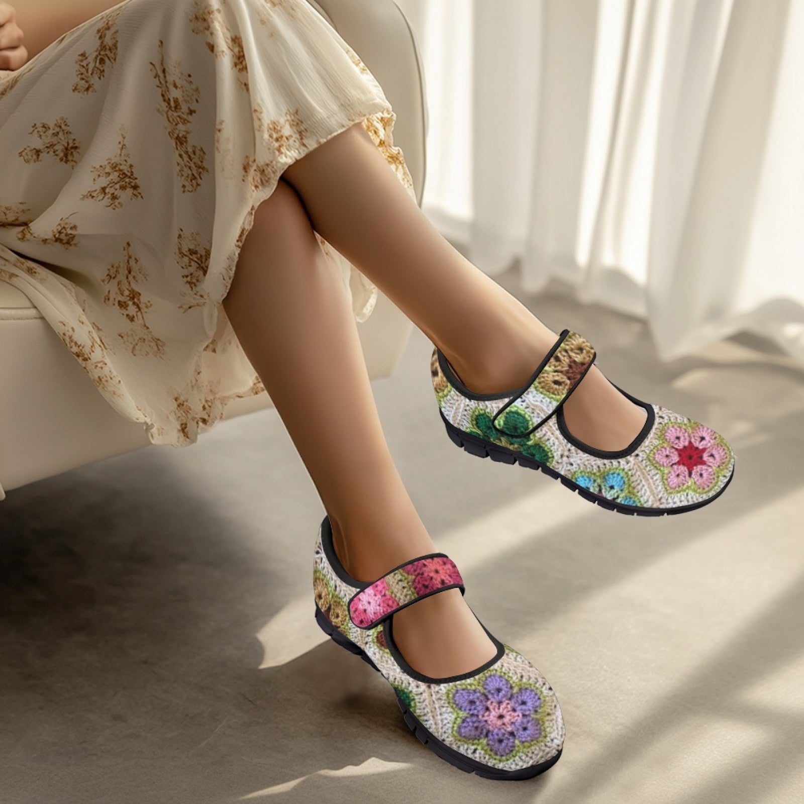 African Flowers Crochet - Mary Jane Shoes