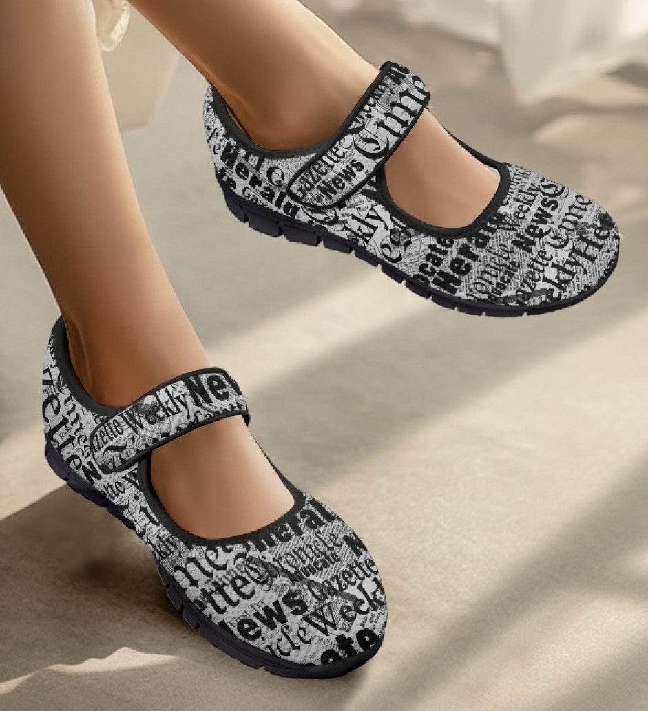 Newsprint - Mary Jane Shoes