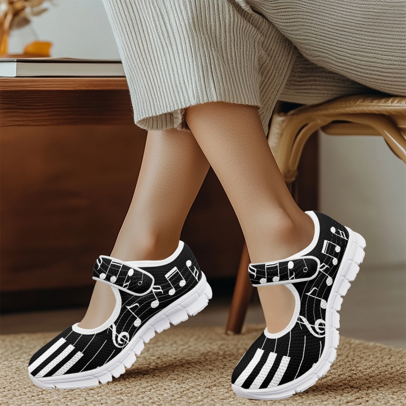 Music Notes Black - Mary Jane Shoes