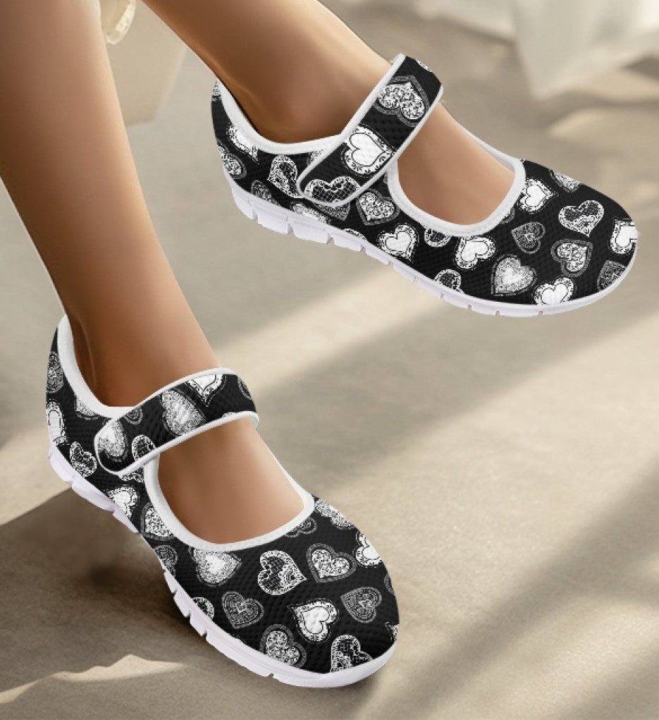 Lace Hearts - Mary Jane Shoes