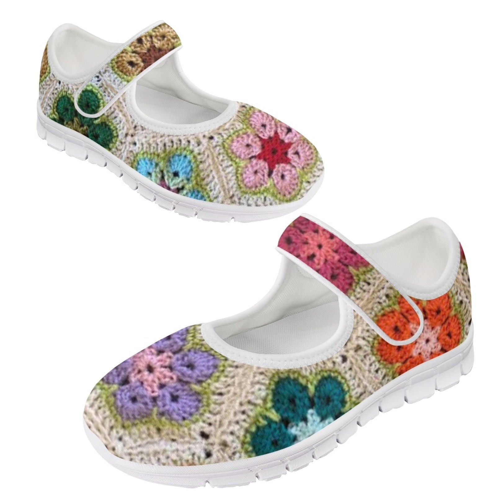 African Flowers Crochet - Mary Jane Shoes