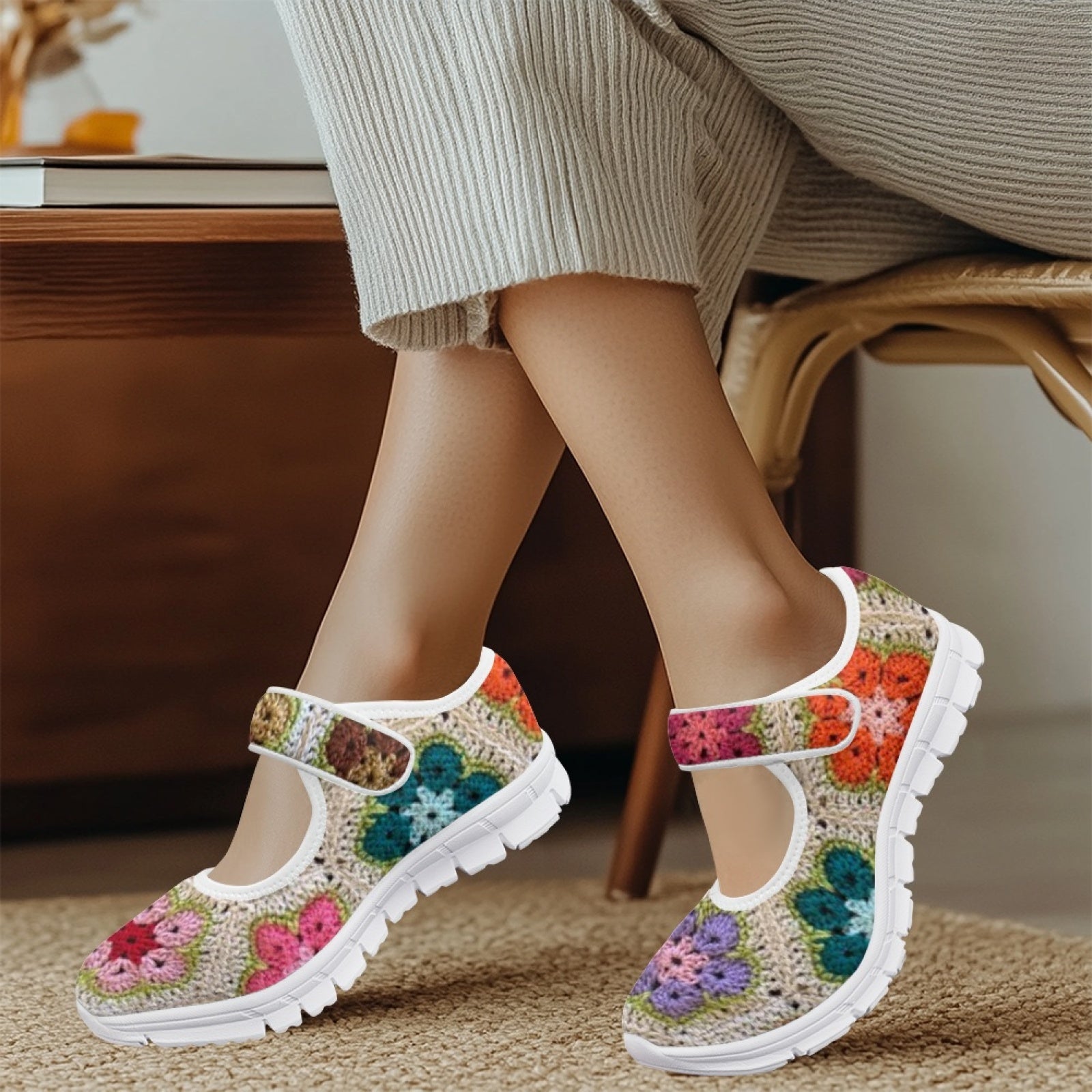 African Flowers Crochet - Mary Jane Shoes