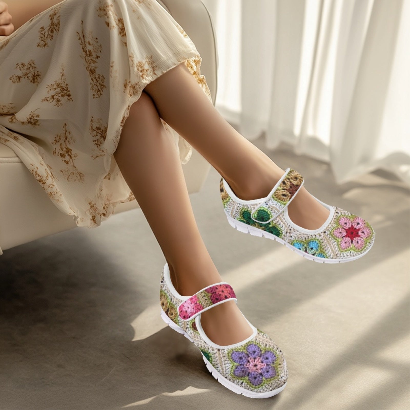 African Flowers Crochet - Mary Jane Shoes