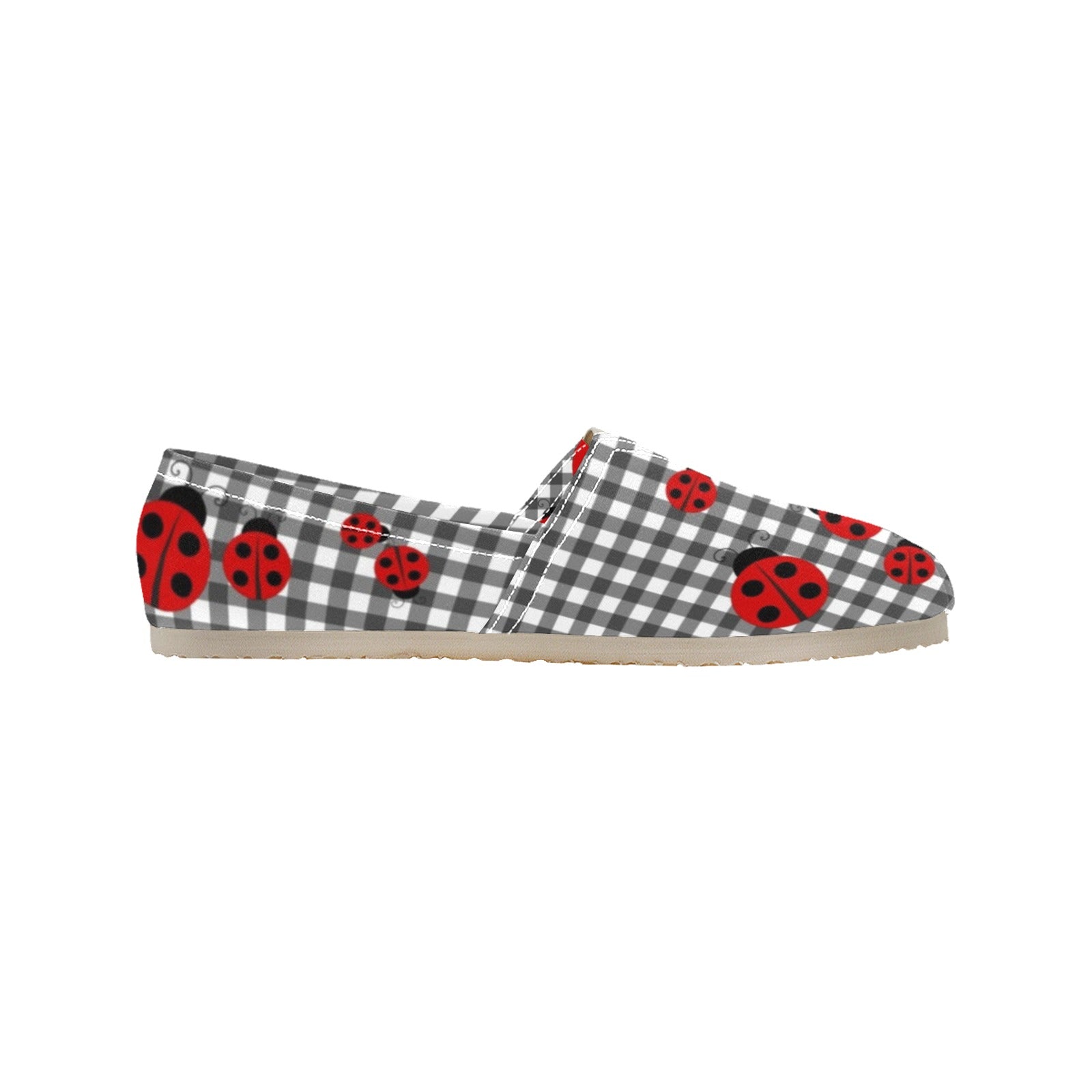 Ladybird Gingham - Casual Canvas Slip-on Shoes