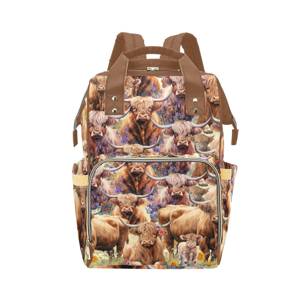 Highland Cows - Multi-Function Backpack Nappy Bag
