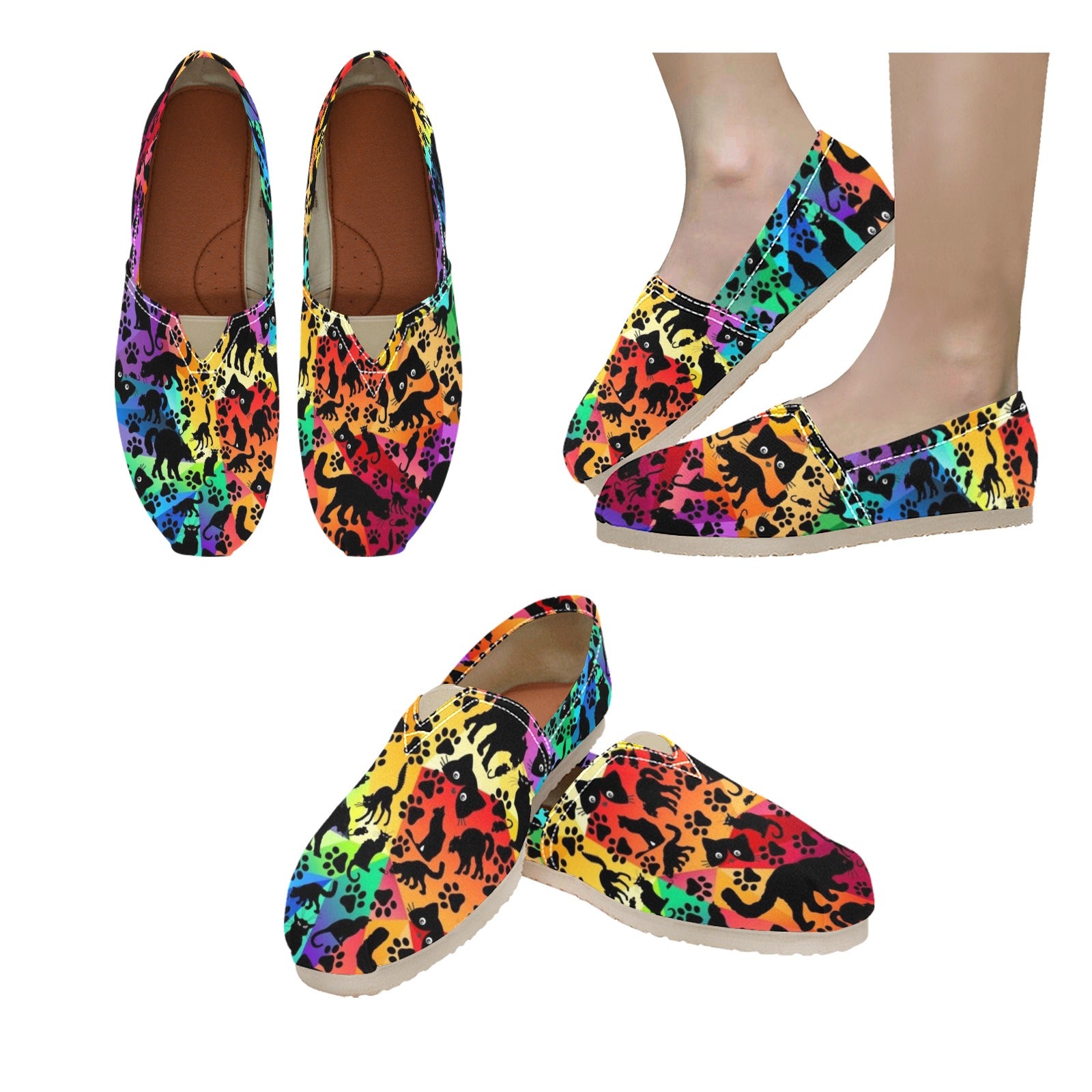 Black Cat Bright - Casual Canvas Slip-on Shoes