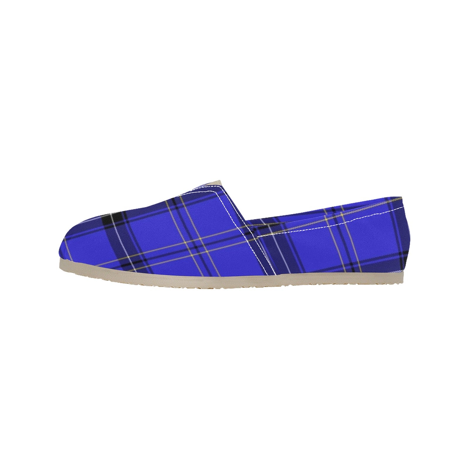 Tartan Blue - Casual Canvas Slip-on Shoes