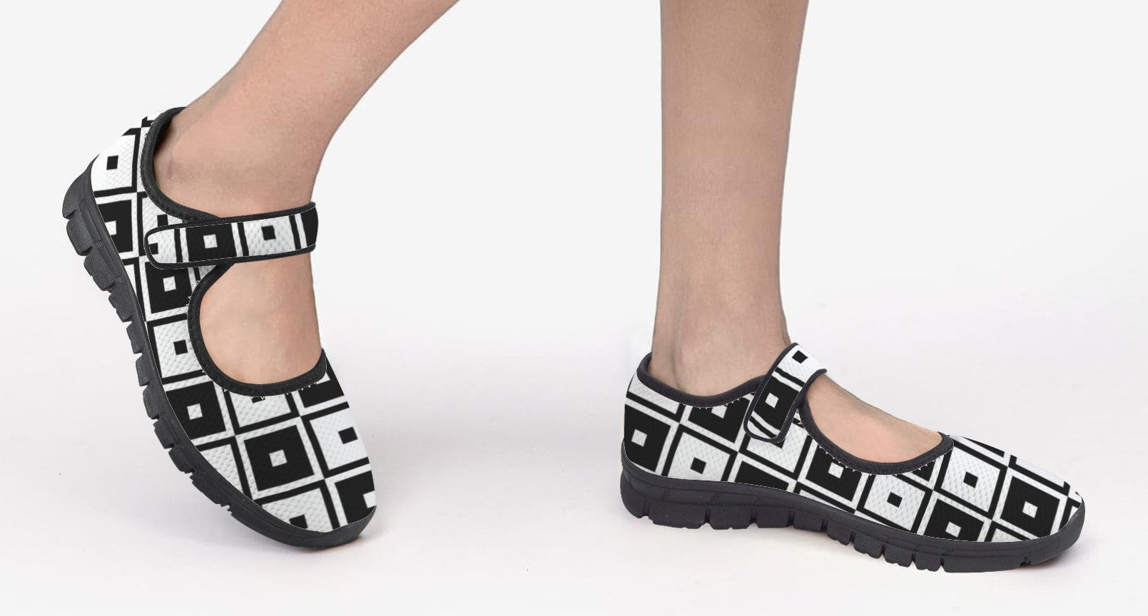Black & White Squares - Mary Jane Shoes