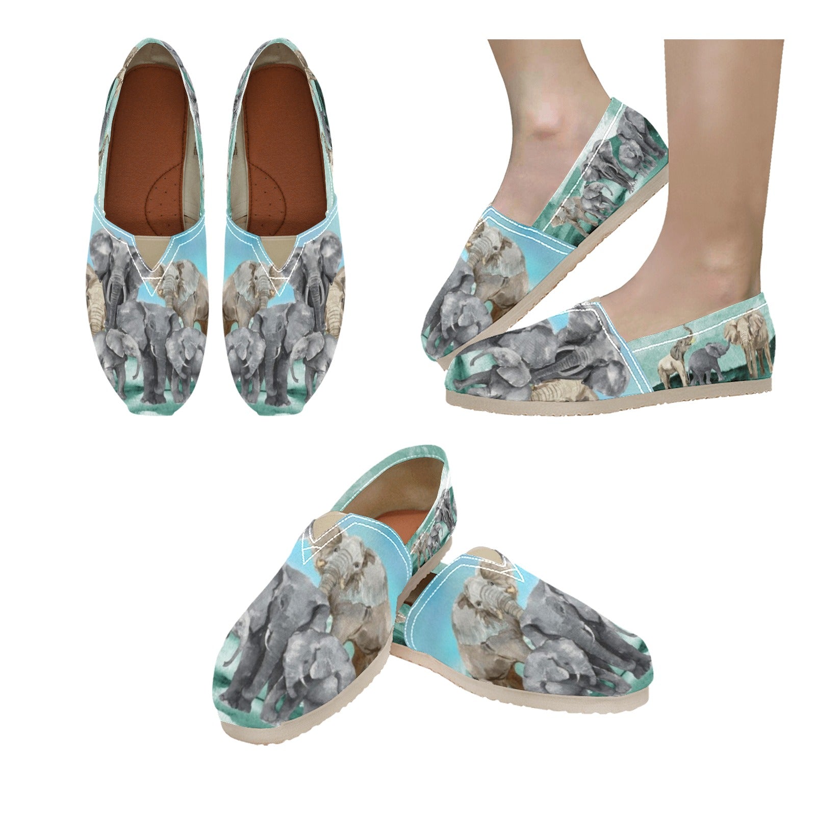 Elephants - Casual Canvas Slip-on Shoes