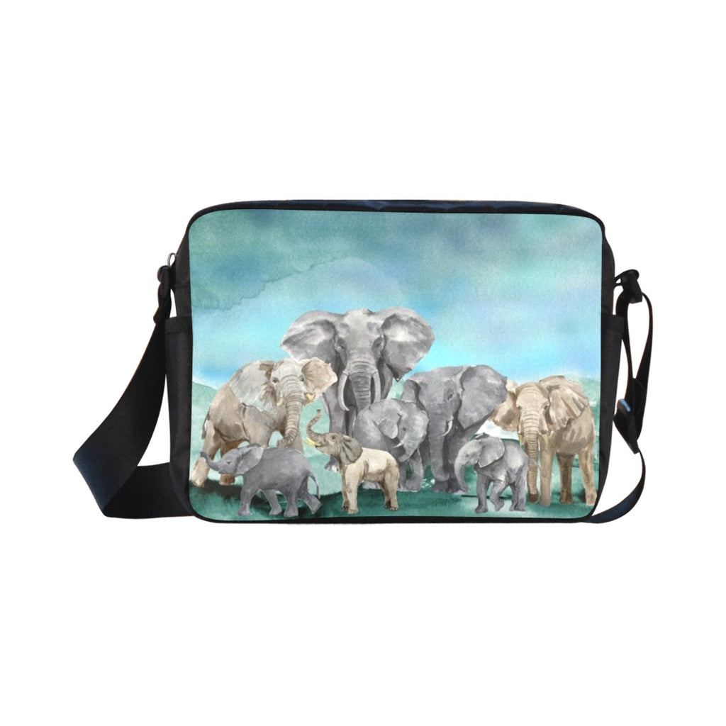 Elephants - One-Sided Crossbody Nylon Bag