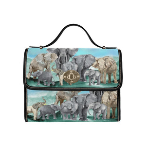 Elephants - Waterproof Canvas Handbag