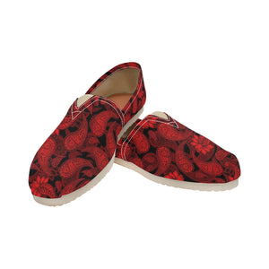 Red Paisley - Casual Canvas Slip-on Shoes