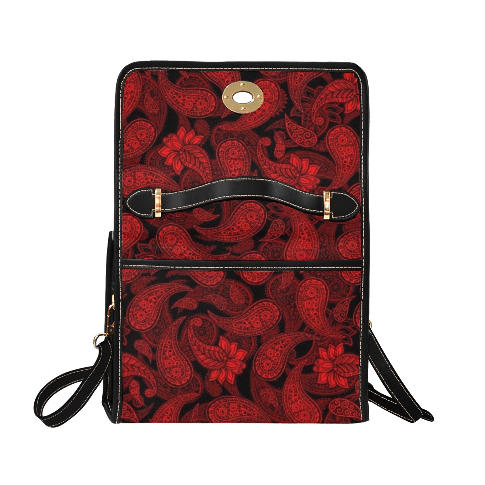 Red Paisley - Waterproof Canvas Handbag