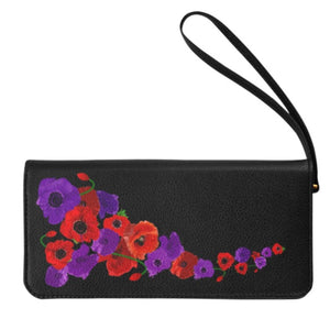 Poppies Purple and Red - Clutch Purse Medium