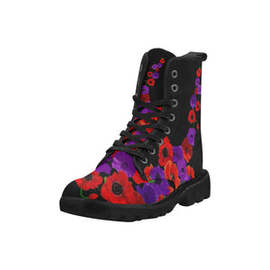 Poppies Purple and Red - Canvas Boots
