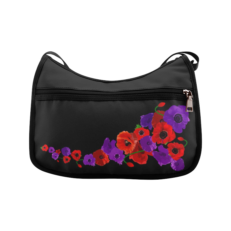 Poppies Purple and Red - Crossbody Handbag