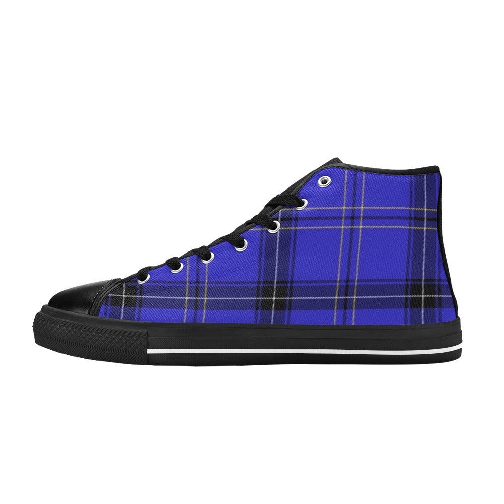 Tartan Blue - High Top Shoes - Little Goody New Shoes Australia