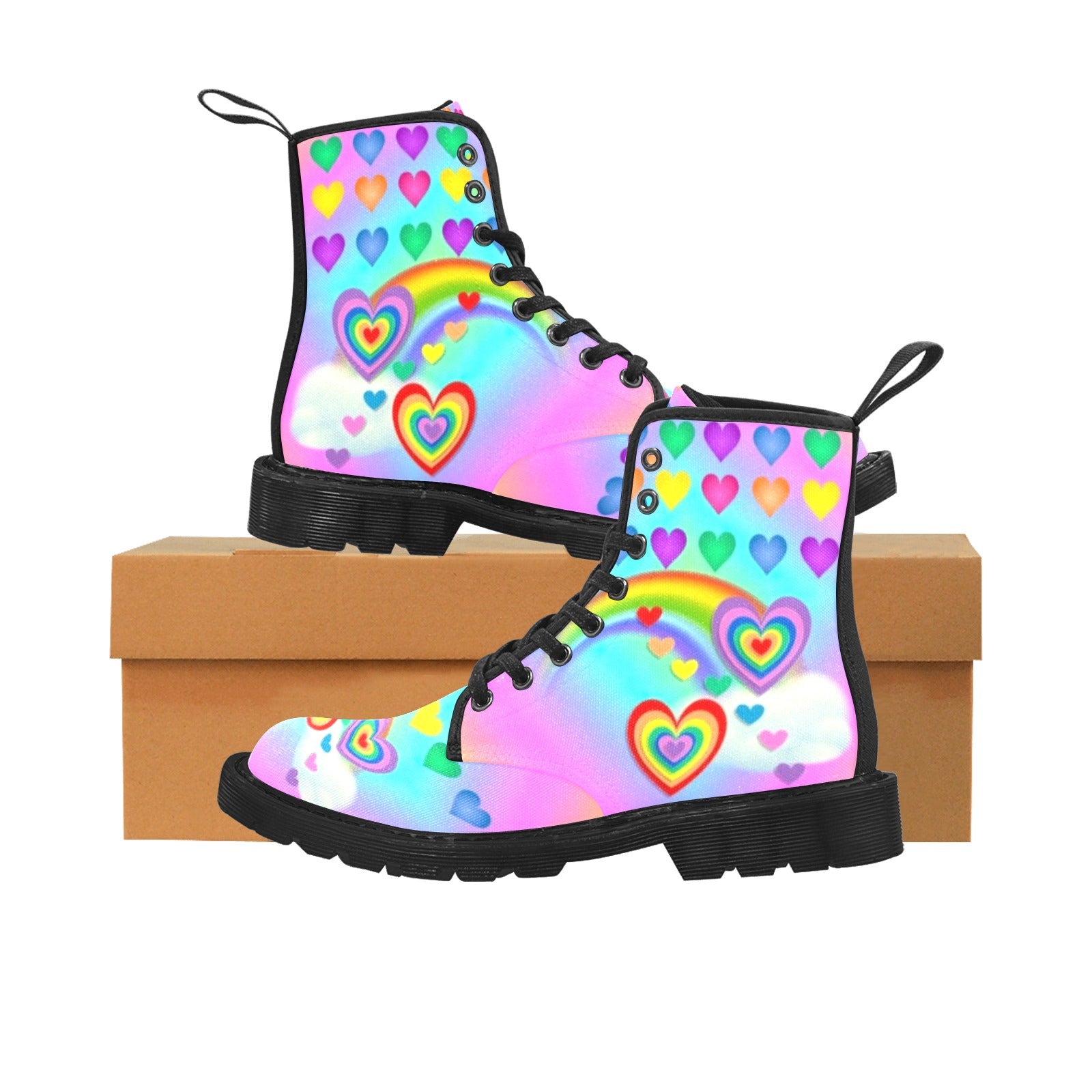 Rainbow Hearts - Canvas Boots