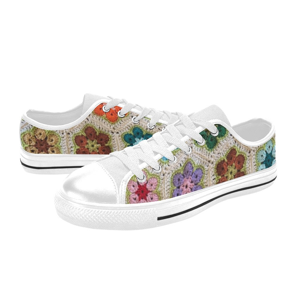 African Flowers Crochet Low Top Shoes