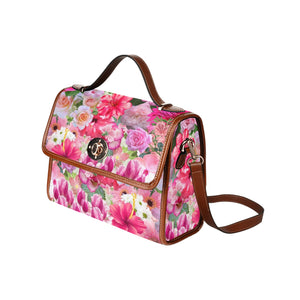 Pink Floral - Waterproof Canvas Handbag