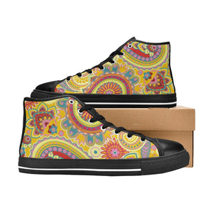 Yellow Paisley - High Top Shoes