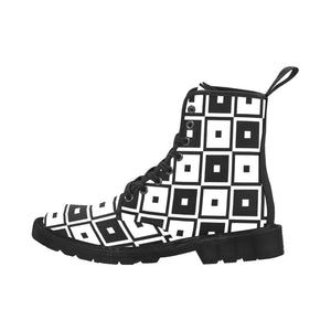 Black & White Squares - Canvas Boots