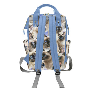 Siamese Cats - Multi-Function Backpack Nappy Bag